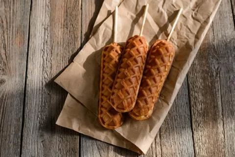 Few wafer pops on a rustic table Stock Photos
