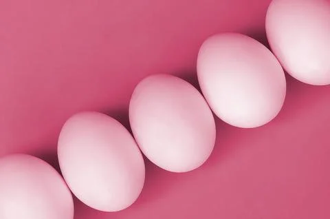A few white easter eggs on a bright background Image toned in Viva Magenta Stock Illustration