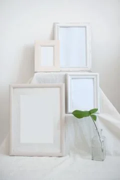 A few white wedding frames Stock Photos