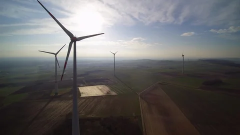 A few windmills with nice sun set Stock Footage 93191124