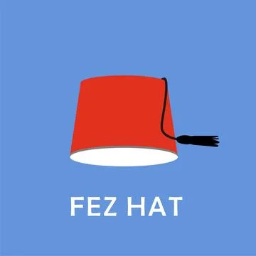 Fez hat on blue background flat vector illustration Stock Illustration