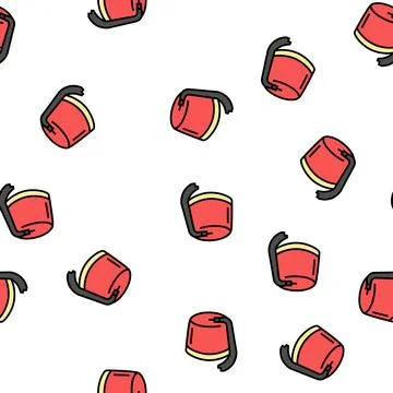 Fez hat cap vector seamless pattern Stock Illustration