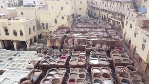 Fez, Morocco, Leather Tannery Stock Footage 236322456