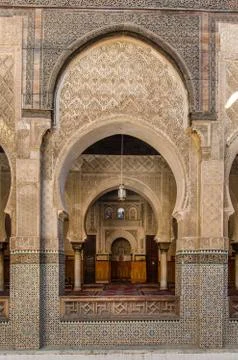 Fez Morocco old school with nice architecture. Also used for praying. The int Stock Photos