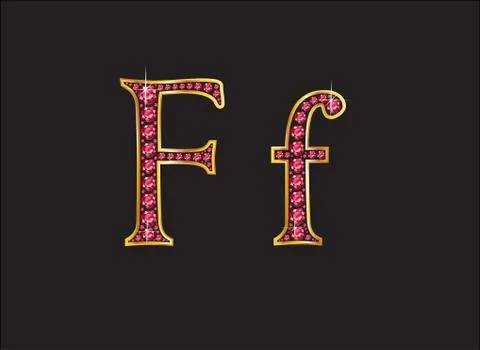 Ff Ruby Jeweled Font with Gold Channels Stock Illustration