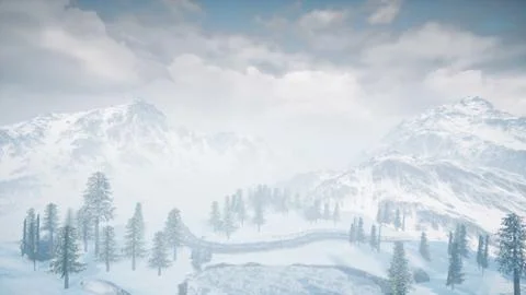 Fflying over snow mountains. Stock Illustration