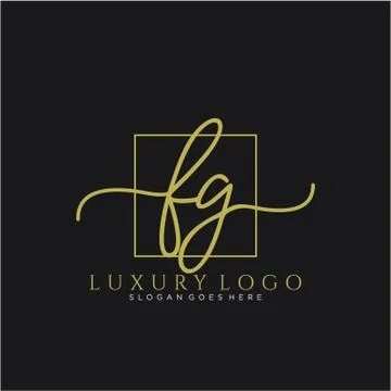 FG Initial handwriting logo design Stock Illustration