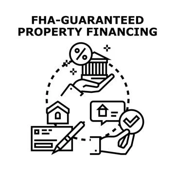 Fha guaranteed property financing concept mortgage loan Stockillustratie