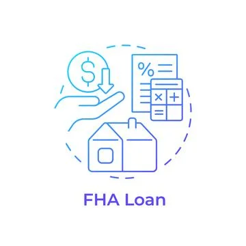 FHA loan blue gradient concept icon Stock Illustration