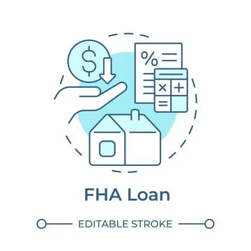 FHA loan soft blue concept icon Stock Illustration