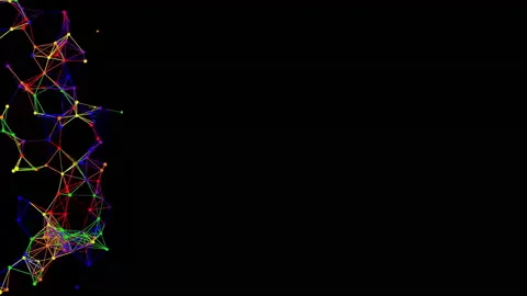 FHD depth particles and flashing colored lines on the left side of the black scr Stock Footage 321014199