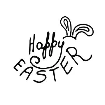 Fhrase "Happy easter", black and white lettering isolated Stock-Illustration