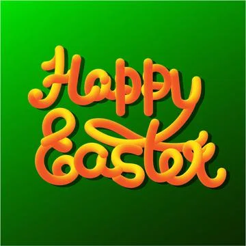 Fhrase "Happy easter", gradient orange tape lettering Stock Illustration