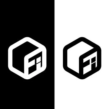 FI letter logo template vector design shape box Stock Illustration