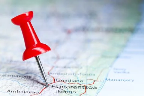 Fianarantsoa, Madagascar pin on map Stock Photos