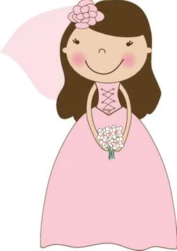 Fiance in the wind. Pretty lady in a flying wedding dress Stock-Illustration