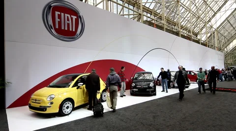 Fiat cars on display at the Canadian International Auto Show Stock Footage