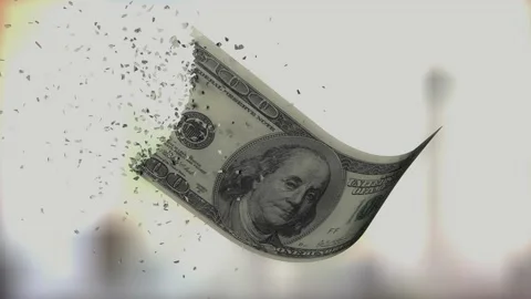 Fiat currency devaluing, losing value, United States Dollar Stock Footage 197599538