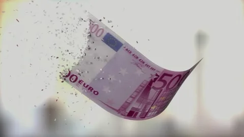 Fiat currency devaluing, losing value, Euro	 Stock Footage 202420966