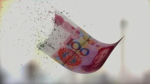 Fiat currency devaluing, losing value, Yuan	 Stock Footage 202420971