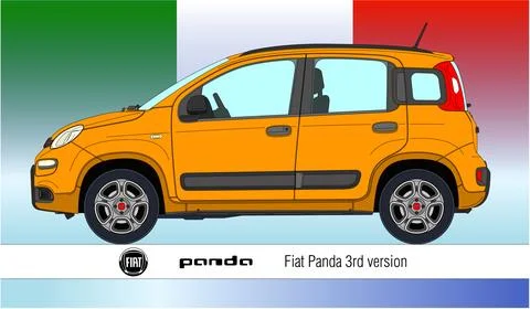 Fiat Panda 2012 silhouette, vector illustration on the italian flag Stock Illustration