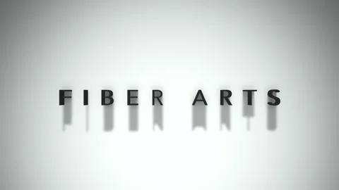 Fiber Arts 3D title animation matte black text on a white background Stock Footage 300717151
