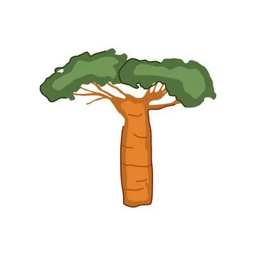 Fiber baobab tree cartoon vector illustration Stock Illustration