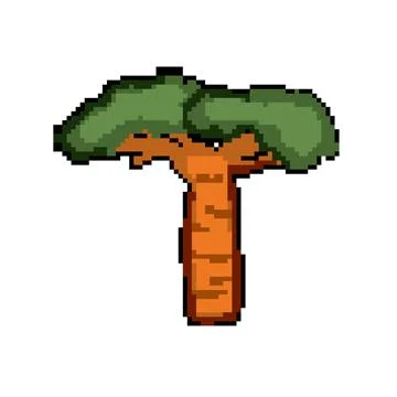 Fiber baobab tree pixel art vector illustration Stock Illustration