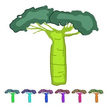Fiber baobab tree vector cartoon graphic Stock Illustration