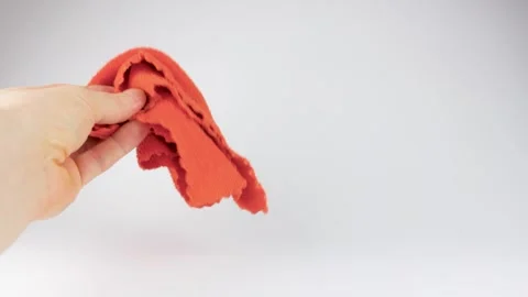 Fiber cloth for cleaning. Rag for cleaning dust.Orange rag. 스톡 동영상 202154648