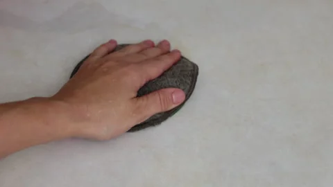 Fiber disk for stubborn dirt removal and cleaning paste Stock-Footage 261835498