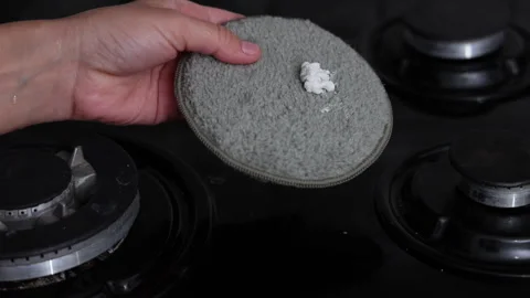Fiber disk for stubborn dirt removal and cleaning paste Stock-Footage 261836115