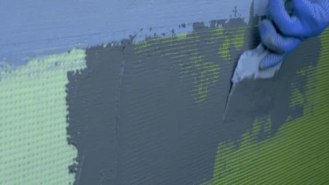 Fiber glass plaster grid yellow colour Stock Footage 262554296