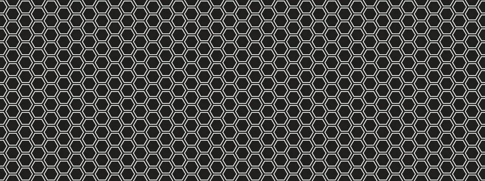 Fiber hexagon grid pattern. Dark honeycomb background. Stock Illustration
