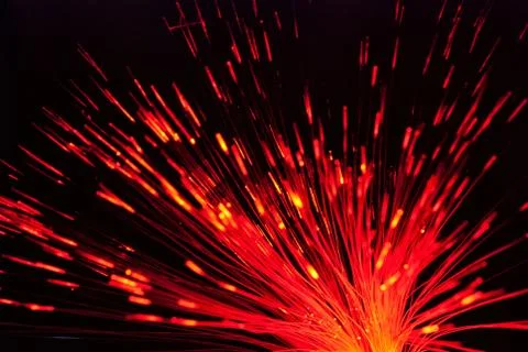 Fiber light in red on black background Stock Photos
