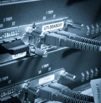 Fiber network server Stock Photos