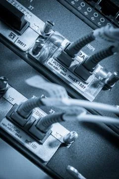 Fiber network server Stock Photos