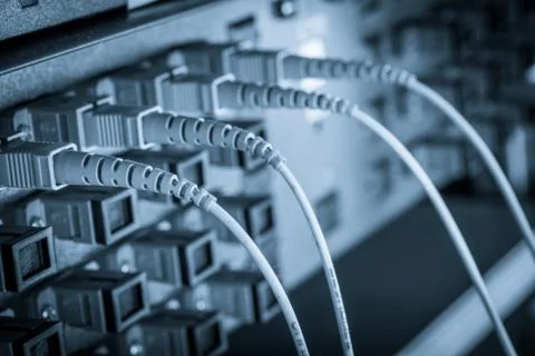 Fiber network server Stock Photos