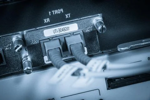 Fiber network server Stock Photos