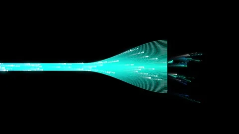 Fiber Optic Beam Emitting High Speed Data Particles Motion Background Stock Footage 343803214