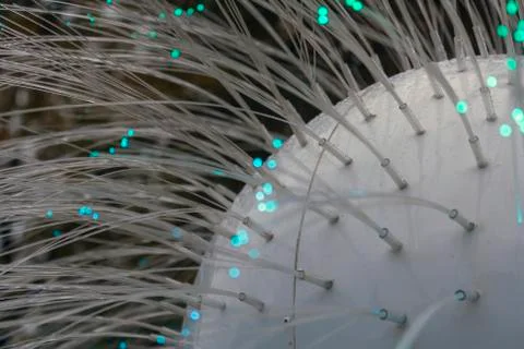 Fiber optic with a blue glow Stock Photos