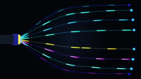 Fiber optic cable animation glowing data stream network connection Stock Footage 347201150