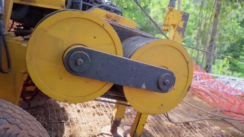 Fiber Optic Cable Being Pulled Through Cable Roller During Network Installation Stock Footage 341561828