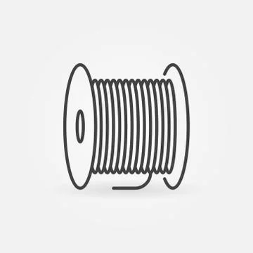 Fiber optic cable bobbin vector concept linear icon Stock Illustration