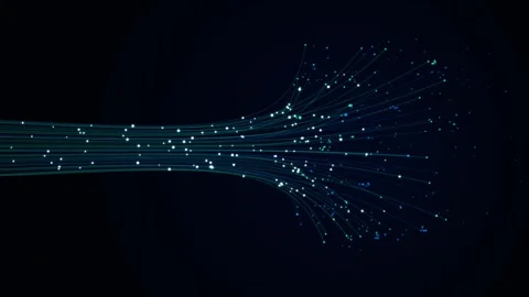 Fiber Optic Cable Branching and Glowing Data Stream Motion Graphic Stock Footage 343803223