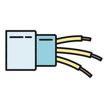 Fiber optic cable connection with exposed wires icon Stock Illustration