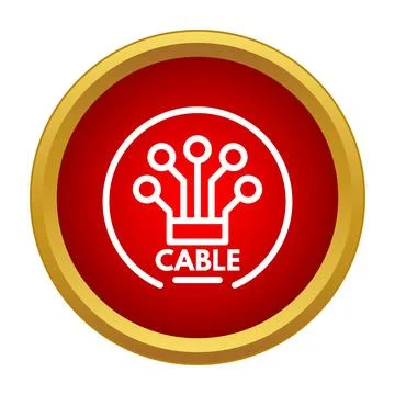 Fiber optic cable connection icon on red button Stock Illustration