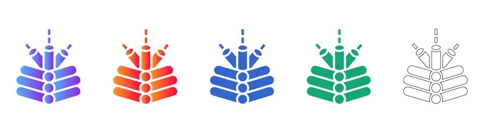 Fiber Optic Cable Connection Icons Stock Illustration