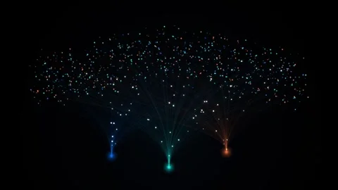 Fiber Optic Cable Data Transfer and Glowing Particle Burst Stock Footage 343803225