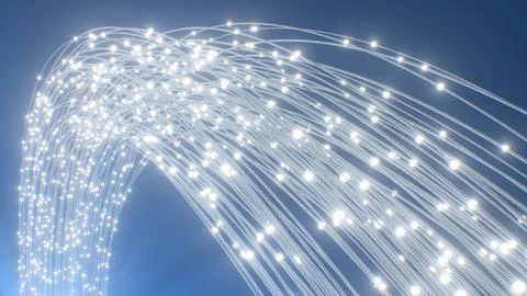 Fiber Optic Cable with Digital Data Transfer of Flowing Information Stock Illustration